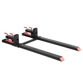 Pallet Forks, 4000 lbs Clamp on Pallet Forks, 60-Inch Total Length Heavy-Duty Tractor Fork with Adjustable Stabilizer Bar for Tractor Attachments