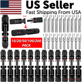 10/20/50/100/200 Pairs Male Female Solar Cable Connectors For DIY Solar Panel US (pack: 20 Pairs)
