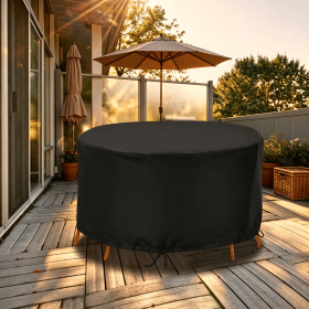 Outdoor Circular Table Chair Set Cover, 73inch-91in Diameter 43in Height 190T Polyester with Silver Inner Layer (size: 91inch)