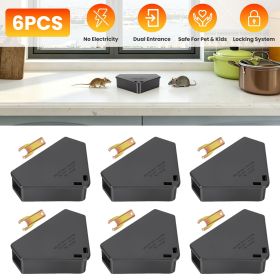 Triangular Mouse Bait Holder Stations, 6 -12Pack Lockable Reusable Bait Boxes with Keys, Durable PP Plastic for Indoor and Outdoor Placement (type: 6 pack)